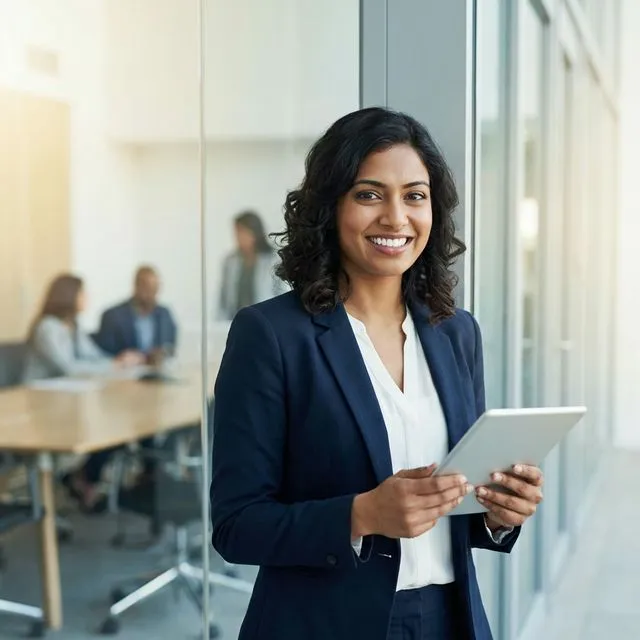 Professional smiling confidently after orthodontic treatment at Innova Smiles in Marlborough, MA