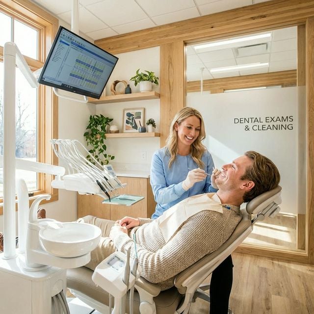 Gentle dental cleaning and exam in a modern Marlborough clinic