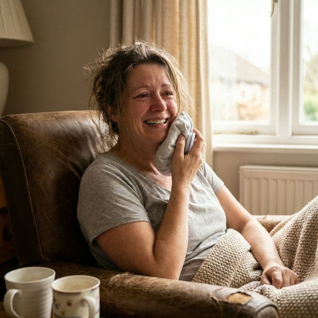 Woman enjoying coffee pain-free after toothache treatment at Innova Smiles in Marlborough, MA