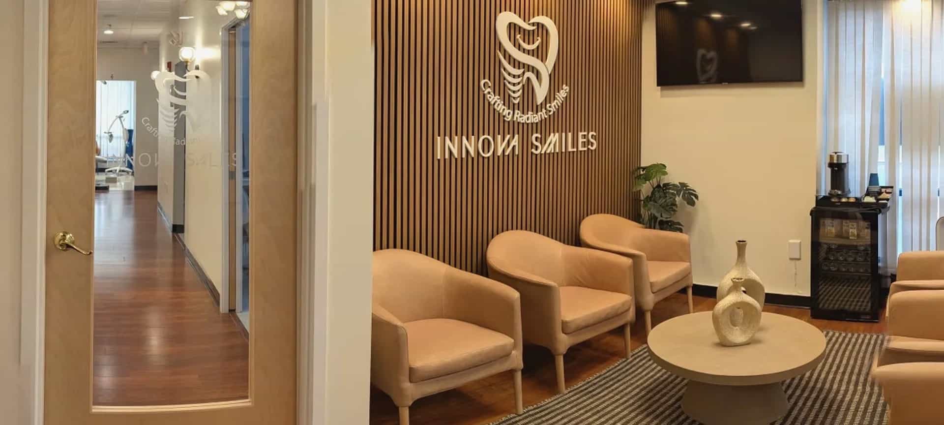 Reception area at Innova Smiles dental office in Marlborough, Massachusetts