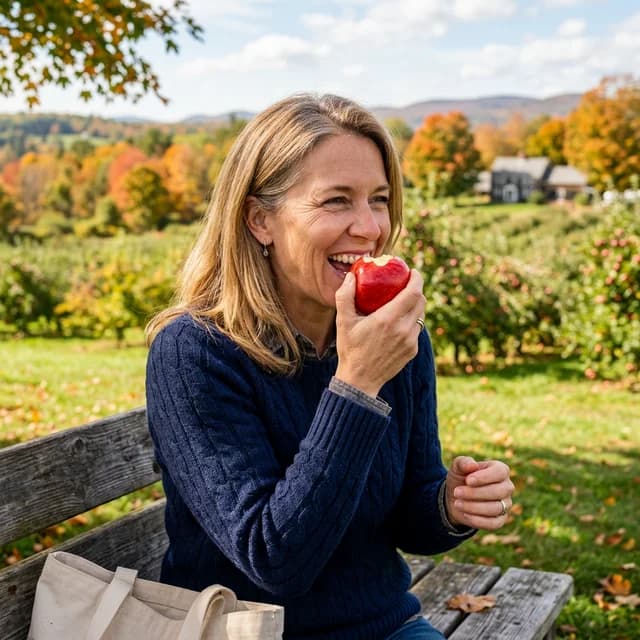 Woman enjoying a meal after dental crown restoration at Innova Smiles in Marlborough, MA
