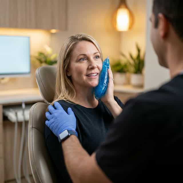 Emergency dental patient receiving same-day urgent care at Innova Smiles in Marlborough MA