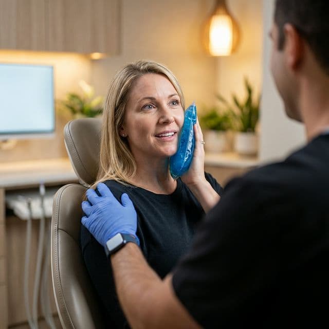 Emergency dental patient receiving same-day urgent care at Innova Smiles in Marlborough MA