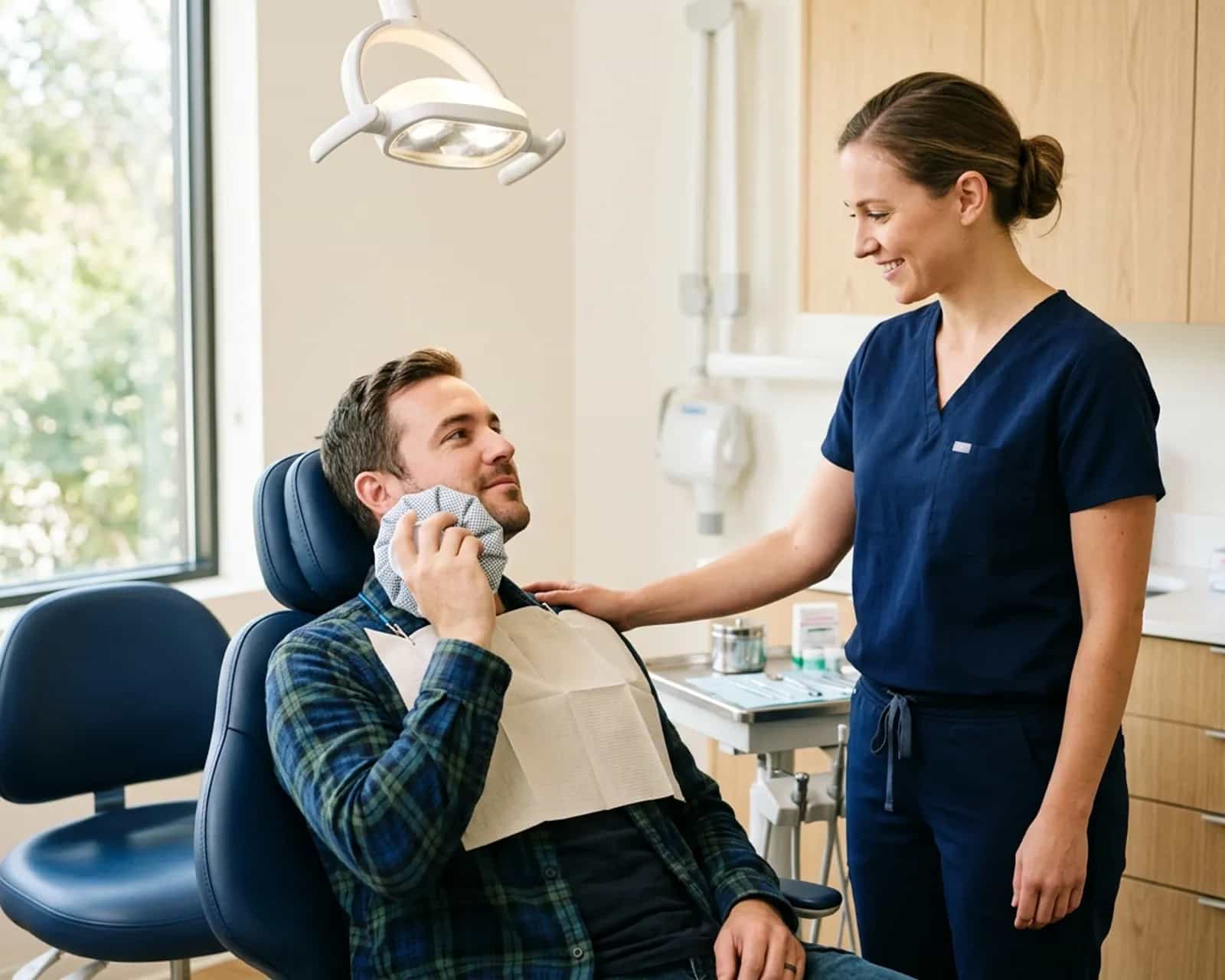 Emergency dental patient receiving same-day urgent care