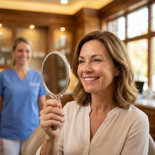 Patient receiving a natural-looking dental crown at Innova Smiles in Marlborough, MA