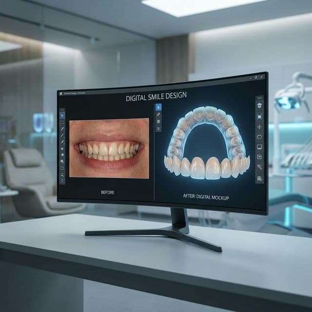 Digital Smile Design veneer simulation